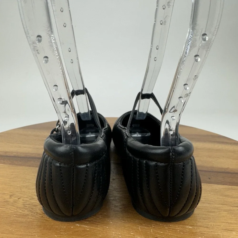 New Big Kids Girls Nordstrom Jolie Black Faux Leather MaryJane Flats Size 3 Y